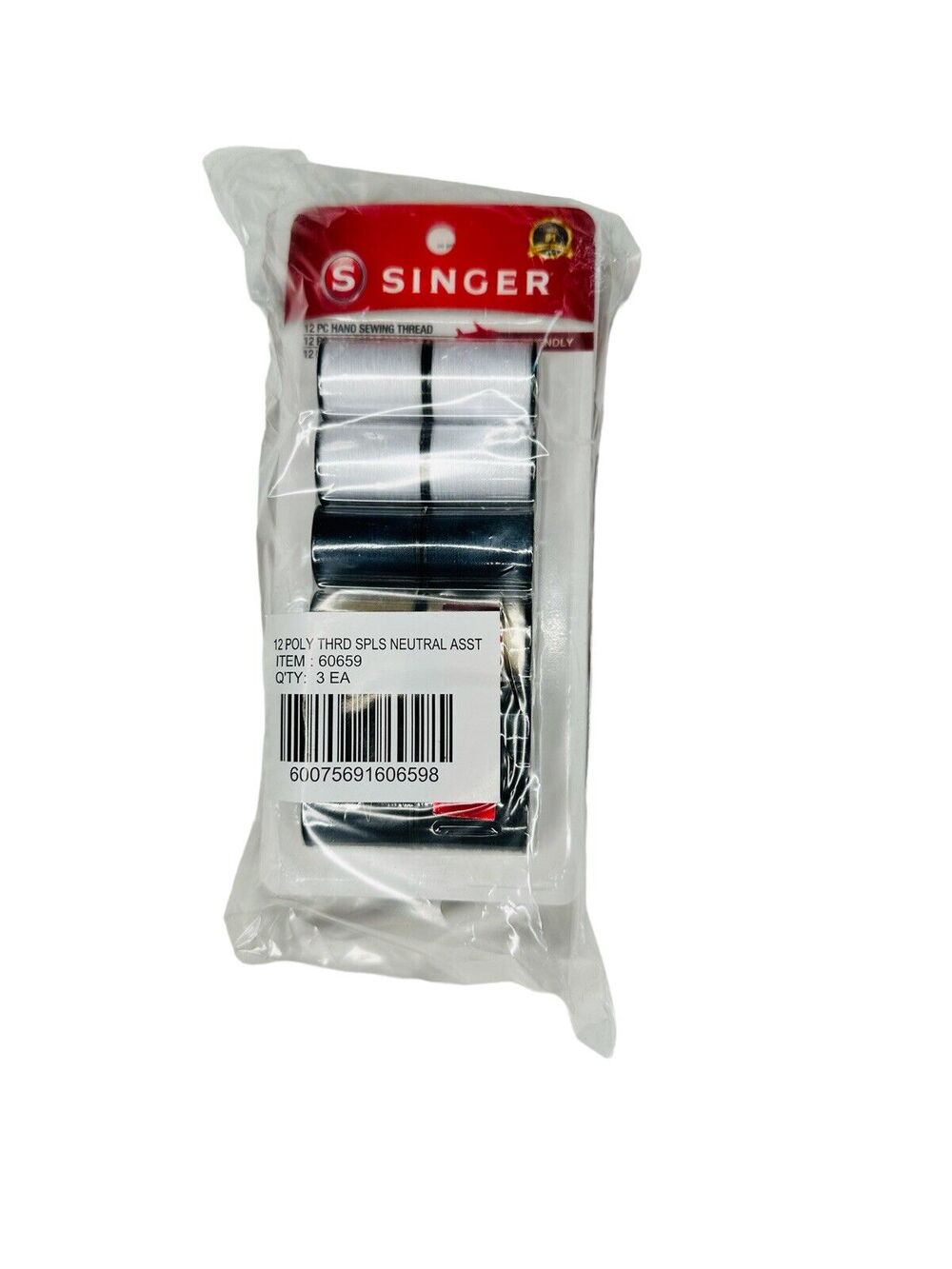 SINGER Polyester Hand Sewing Thread 12 Spools Needles & Threader Asst Colors 3pk